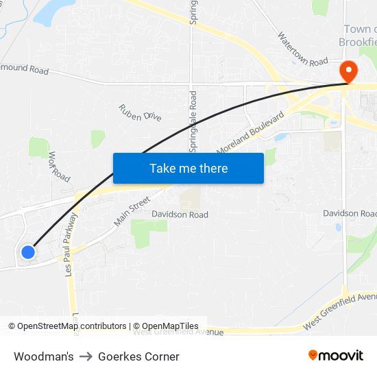 Woodman's to Goerkes Corner map