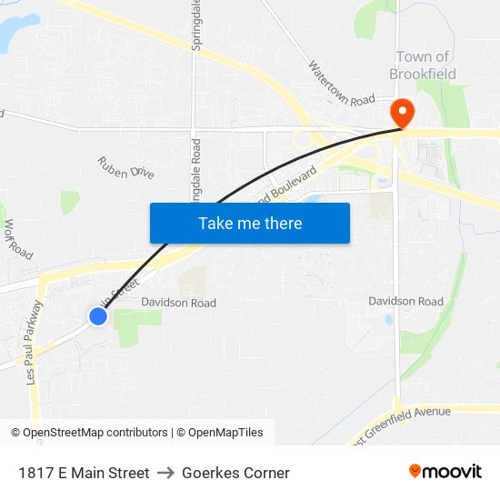 1817 E Main Street to Goerkes Corner map