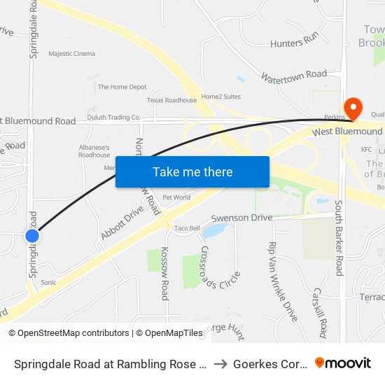 Springdale Road at Rambling Rose Road to Goerkes Corner map