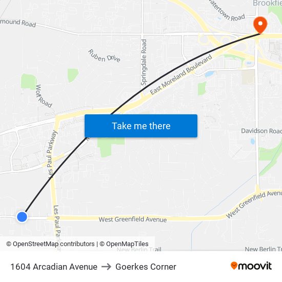 1604 Arcadian Avenue to Goerkes Corner map