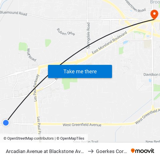 Arcadian Avenue at Blackstone Avenue to Goerkes Corner map