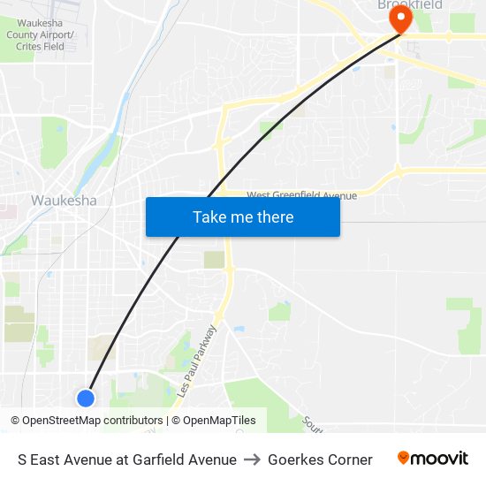 S East Avenue at Garfield Avenue to Goerkes Corner map