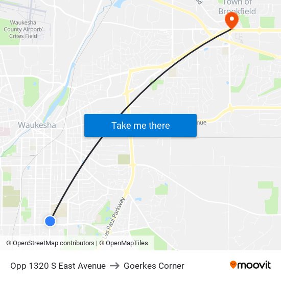 Opp 1320 S East Avenue to Goerkes Corner map