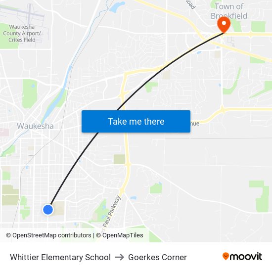 Whittier Elementary School to Goerkes Corner map