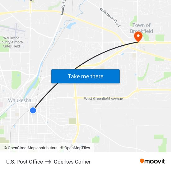 U.S. Post Office to Goerkes Corner map