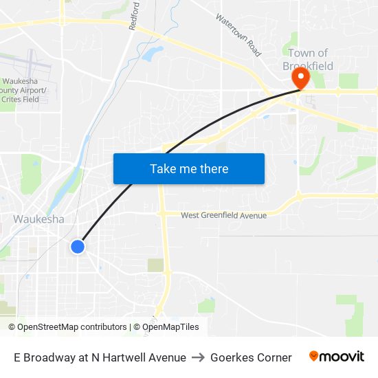 E Broadway at N Hartwell Avenue to Goerkes Corner map