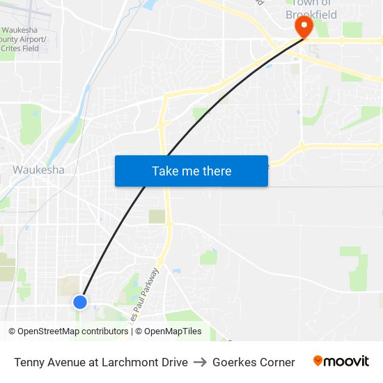 Tenny Avenue at Larchmont Drive to Goerkes Corner map