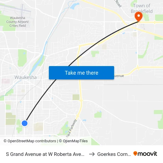 S Grand Avenue at W Roberta Avenue to Goerkes Corner map