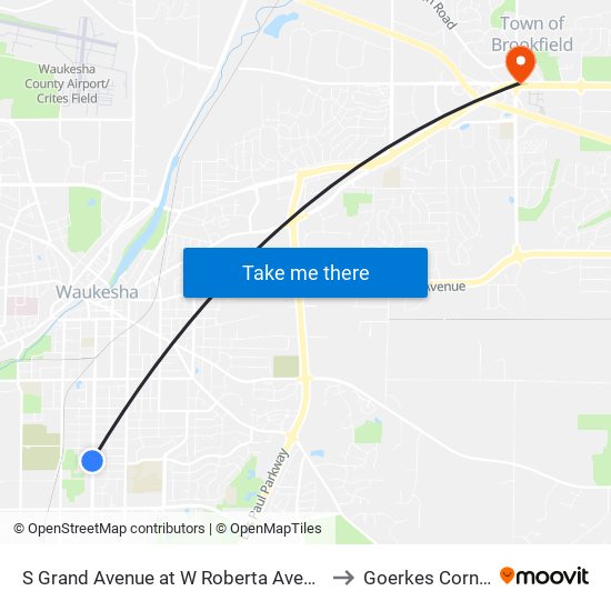 S Grand Avenue at W Roberta Avenue to Goerkes Corner map