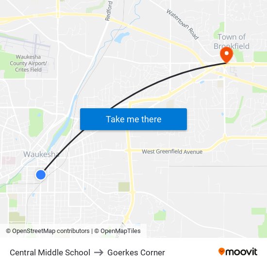 Central Middle School to Goerkes Corner map