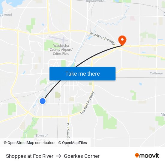 Shoppes at Fox River to Goerkes Corner map