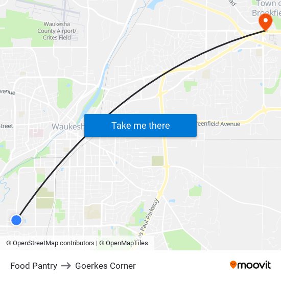 Food Pantry to Goerkes Corner map