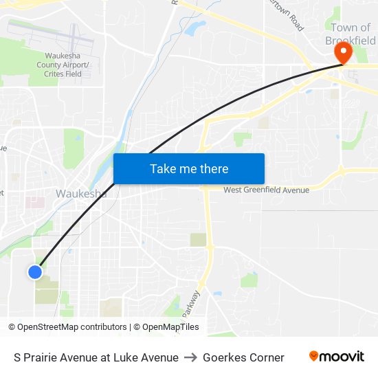 S Prairie Avenue at Luke Avenue to Goerkes Corner map