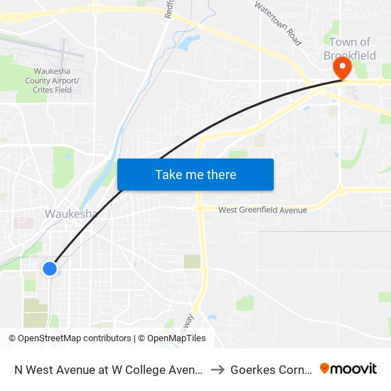 N West Avenue at W College Avenue to Goerkes Corner map