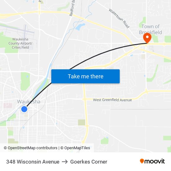 348 Wisconsin Avenue to Goerkes Corner map