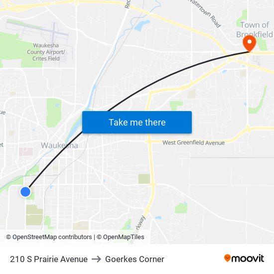 210 S Prairie Avenue to Goerkes Corner map