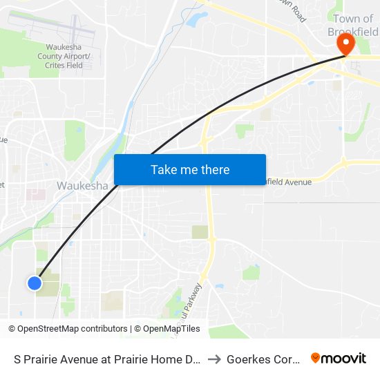 S Prairie Avenue at Prairie Home Drive to Goerkes Corner map
