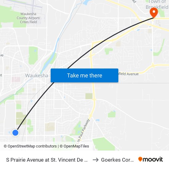 S Prairie Avenue at St. Vincent De Paul to Goerkes Corner map