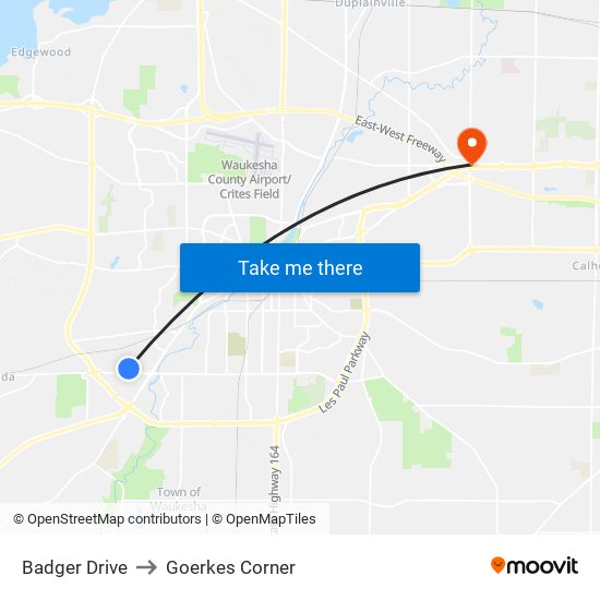 Badger Drive to Goerkes Corner map