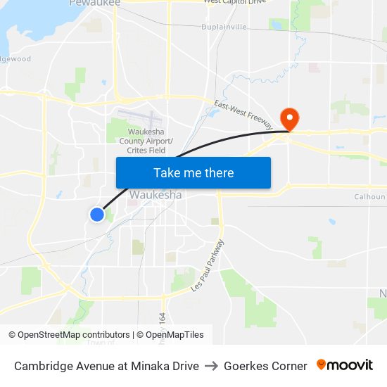 Cambridge Avenue at Minaka Drive to Goerkes Corner map