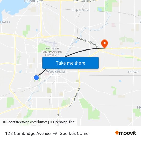 128 Cambridge Avenue to Goerkes Corner map