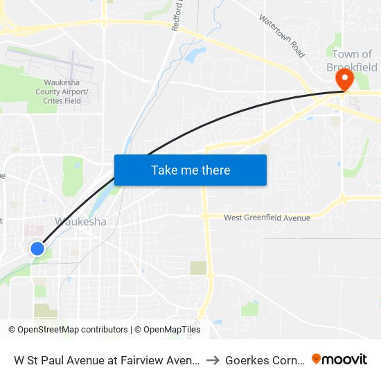 W St Paul Avenue at Fairview Avenue to Goerkes Corner map