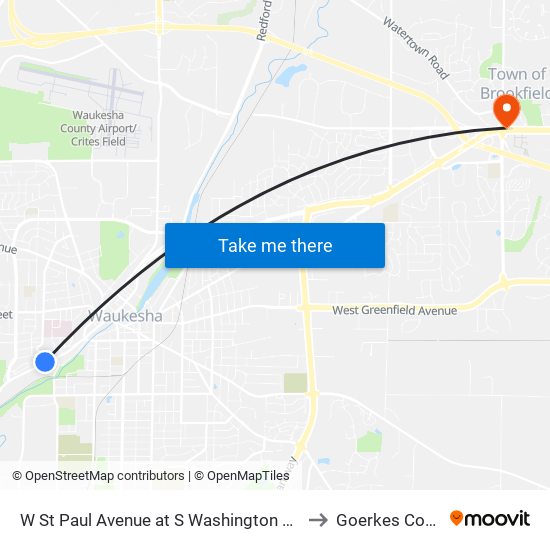 W St Paul Avenue at S Washington Avenue to Goerkes Corner map