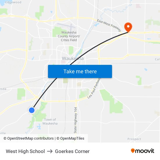 West High School to Goerkes Corner map