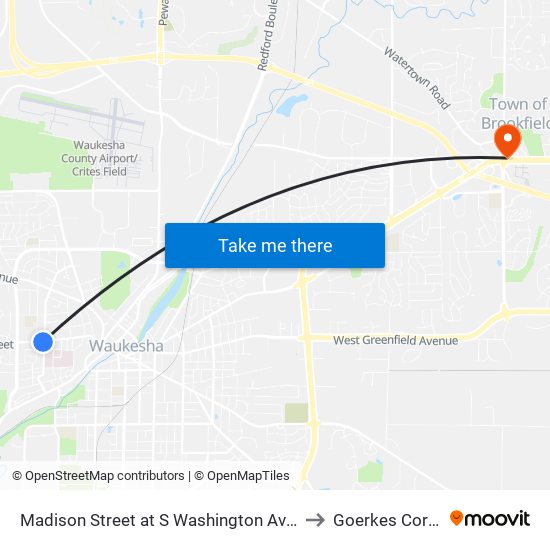 Madison Street at S Washington Avenue to Goerkes Corner map