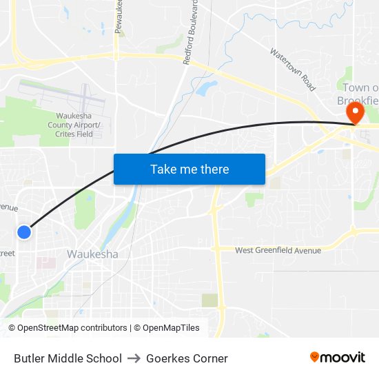 Butler Middle School to Goerkes Corner map