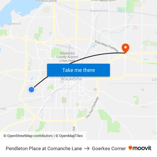 Pendleton Place at Comanche Lane to Goerkes Corner map