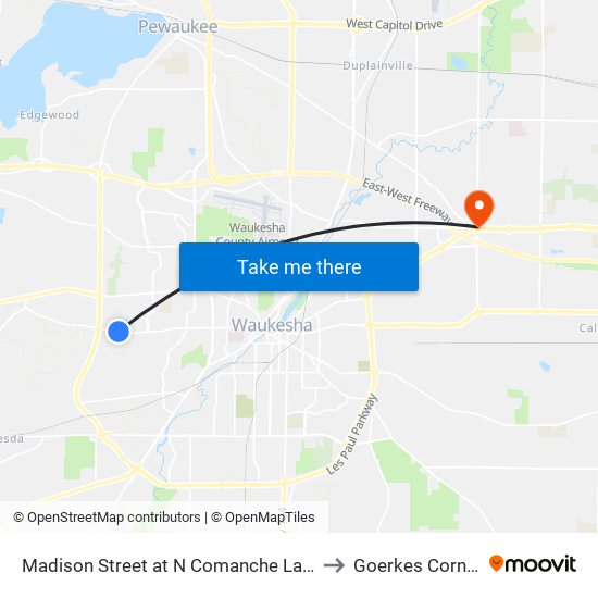 Madison Street at N Comanche Lane to Goerkes Corner map