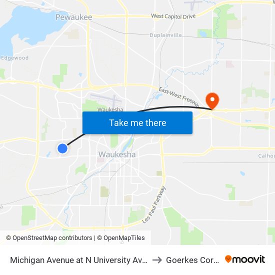 Michigan Avenue at N University Avenue to Goerkes Corner map