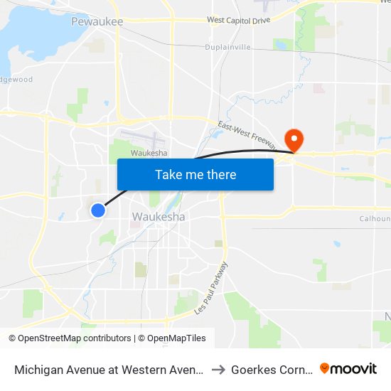 Michigan Avenue at Western Avenue to Goerkes Corner map