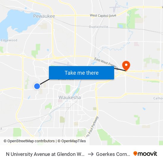 N University Avenue at Glendon Way to Goerkes Corner map