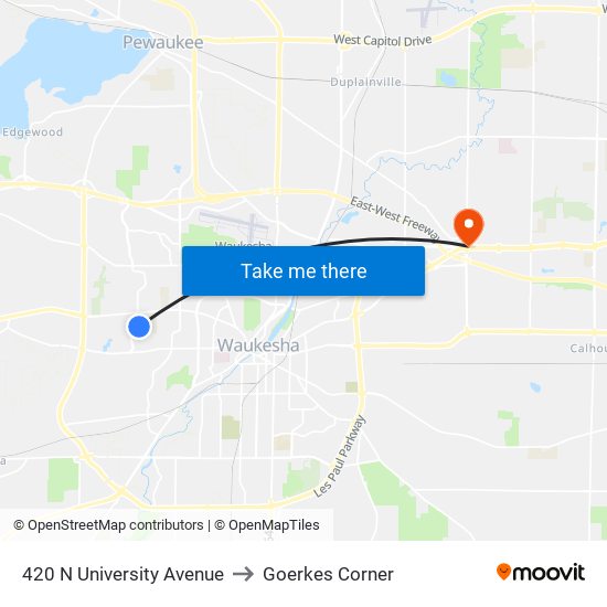 420 N University Avenue to Goerkes Corner map