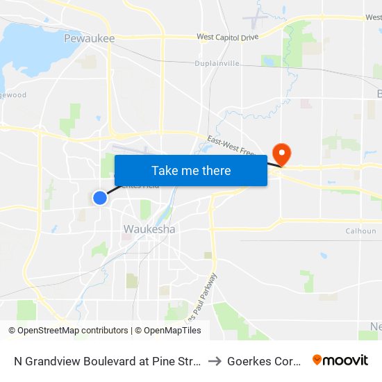 N Grandview Boulevard at Pine Street to Goerkes Corner map