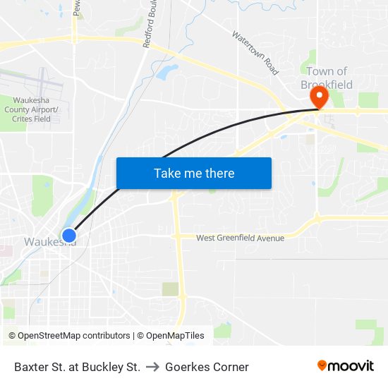 Baxter St. at Buckley St. to Goerkes Corner map