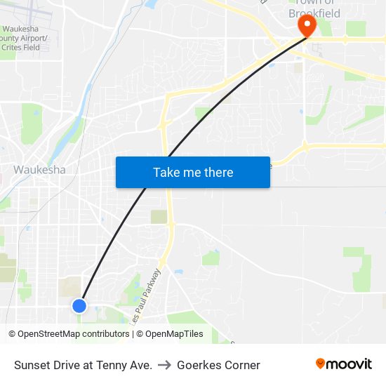 Sunset Drive at Tenny Ave. to Goerkes Corner map