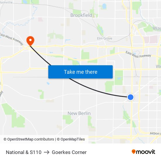 National & S110 to Goerkes Corner map