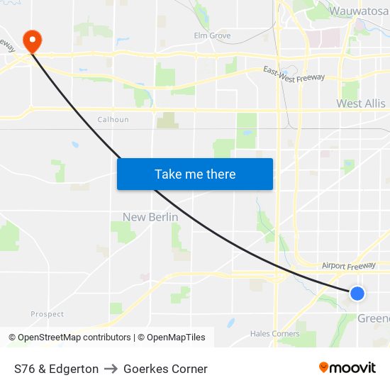 S76 & Edgerton to Goerkes Corner map