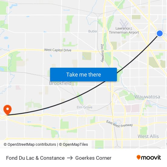 Fond Du Lac & Constance to Goerkes Corner map