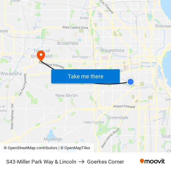 S43-Miller Park Way & Lincoln to Goerkes Corner map