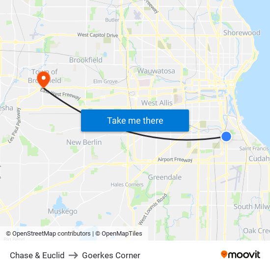 Chase & Euclid to Goerkes Corner map