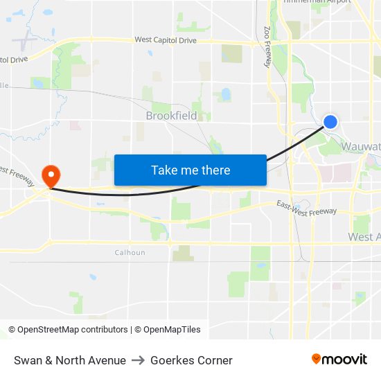 Swan & North Avenue to Goerkes Corner map