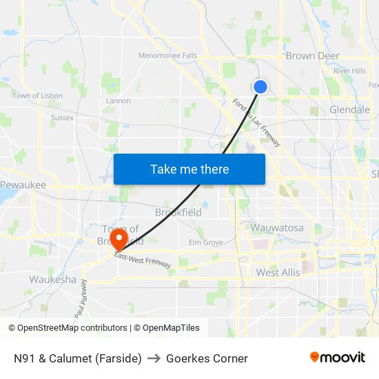 N91 & Calumet (Farside) to Goerkes Corner map