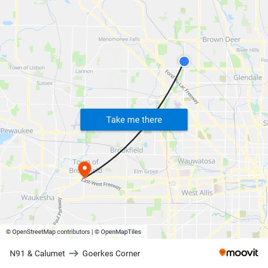 N91 & Calumet to Goerkes Corner map