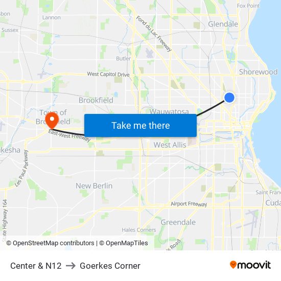 Center & N12 to Goerkes Corner map