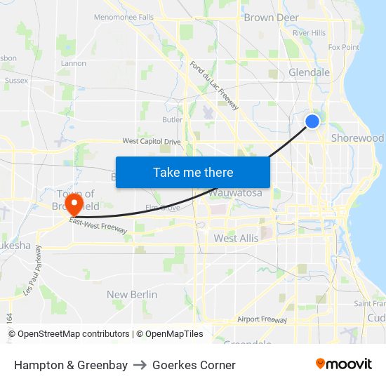 Hampton & Greenbay to Goerkes Corner map