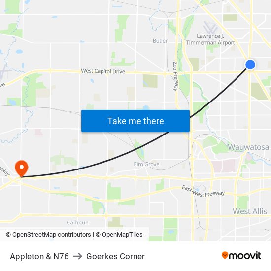 Appleton & N76 to Goerkes Corner map